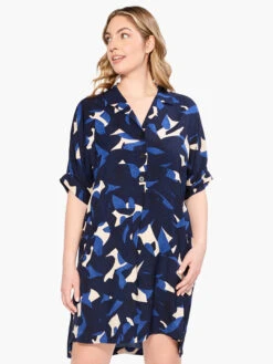 Abstract Billow Dress INDIGO MULTI