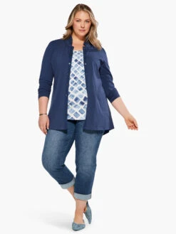 Snap Up Perfect Jacket HARBOR BLUE -Nic+Zoe S231050WHBBPRODUCT 04