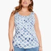 Stonefall Shirt Tail Perfect Tank BLUE MULTI -Nic+Zoe S231059WBLTPRODUCT 01