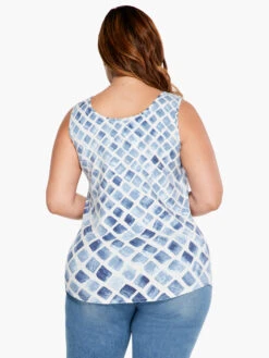 Stonefall Shirt Tail Perfect Tank BLUE MULTI -Nic+Zoe S231059WBLTPRODUCT 03