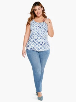 Stonefall Shirt Tail Perfect Tank BLUE MULTI -Nic+Zoe S231059WBLTPRODUCT 04