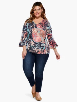 Batik Stamp Top INDIGO MULTI -Nic+Zoe S231062WIMIPRODUCT 04