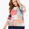 Printed Geo Sweater PINK MULTI -Nic+Zoe S231113WPKMPRODUCT 01