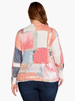 Printed Geo Sweater PINK MULTI -Nic+Zoe S231113WPKMPRODUCT 03