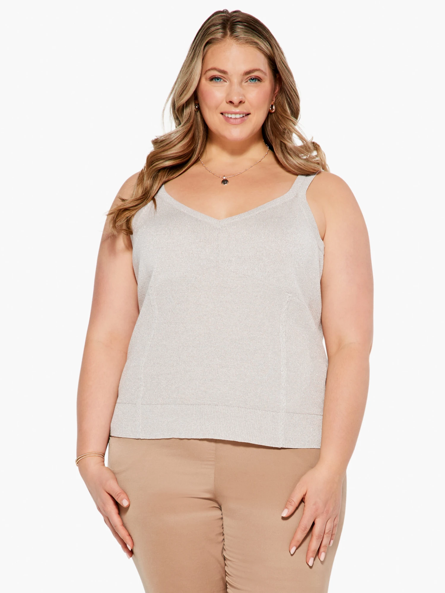 Lurex Corset Tank SANDSHELL Lurex Corset Tank SANDSHELL -Nic+Zoe S231116WSSHPRODUCT 01 scaled