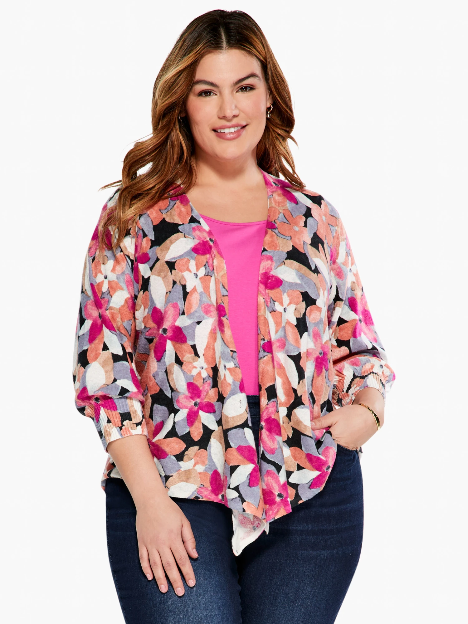 Glowing Petals 4-Way Cardigan PINK MULTI Glowing Petals 4-Way Cardigan PINK MULTI -Nic+Zoe S231129WPKMPRODUCT 01 scaled
