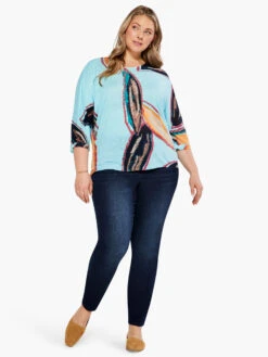 Grove Sweater AQUA MULTI -Nic+Zoe S231132WAQLPRODUCT 04