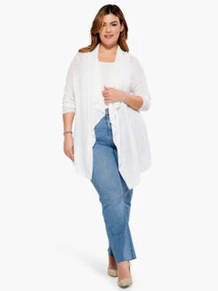 Featherweight Drape Cardigan PAPER WHITE -Nic+Zoe S231170WPWHPRODUCT 04