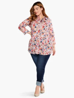 Checked Up Long Crinkle Shirt PINK MULTI 6 Checked Up Long Crinkle Shirt PINK MULTI -Nic+Zoe S231604WPKMPRODUCT 04