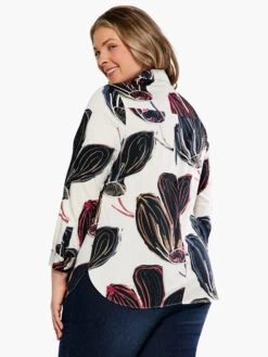 Stamped Flowers Shirt BLACK MULTI -Nic+Zoe S231606WBLMPRODUCT 03