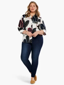Stamped Flowers Shirt BLACK MULTI -Nic+Zoe S231606WBLMPRODUCT 04