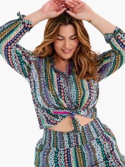 Flower Field Crinkle Shirt PINK MULTI -Nic+Zoe S231614WPKMPRODUCT 07