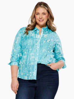 Gleaming Crinkle Shirt AQUA MULTI