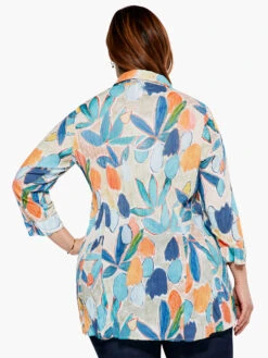 Citrus Grove Long Crinkle Shirt BLUE MULTI -Nic+Zoe S231619WBLTPRODUCT 03