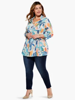 Citrus Grove Long Crinkle Shirt BLUE MULTI -Nic+Zoe S231619WBLTPRODUCT 04