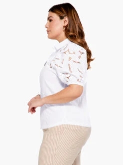 Eyelet Sleeves Shirt PAPER WHITE -Nic+Zoe S231642WPWHPRODUCT 02