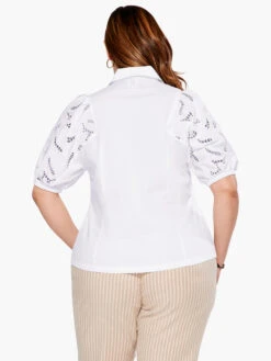 Eyelet Sleeves Shirt PAPER WHITE -Nic+Zoe S231642WPWHPRODUCT 03