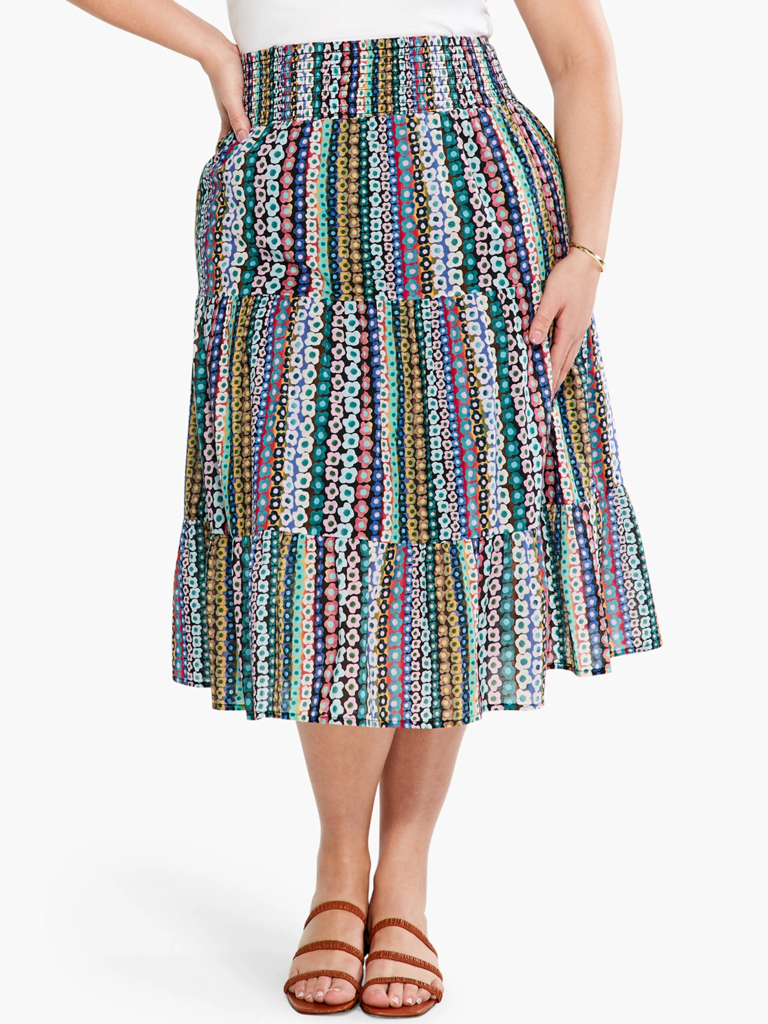 Flower Field Skirt PINK MULTI Flower Field Skirt PINK MULTI -Nic+Zoe S231700WPKMPRODUCT 01 scaled