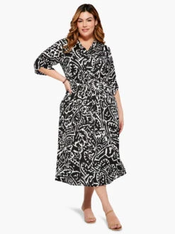 Onyx Stamp Dress BLACK MULTI -Nic+Zoe S231907WBLMPRODUCT 04