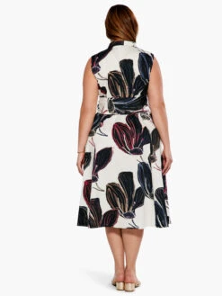 Stamped Flowers Shirt Dress BLACK MULTI 4 Stamped Flowers Shirt Dress BLACK MULTI -Nic+Zoe S231917WBLMPRODUCT 03