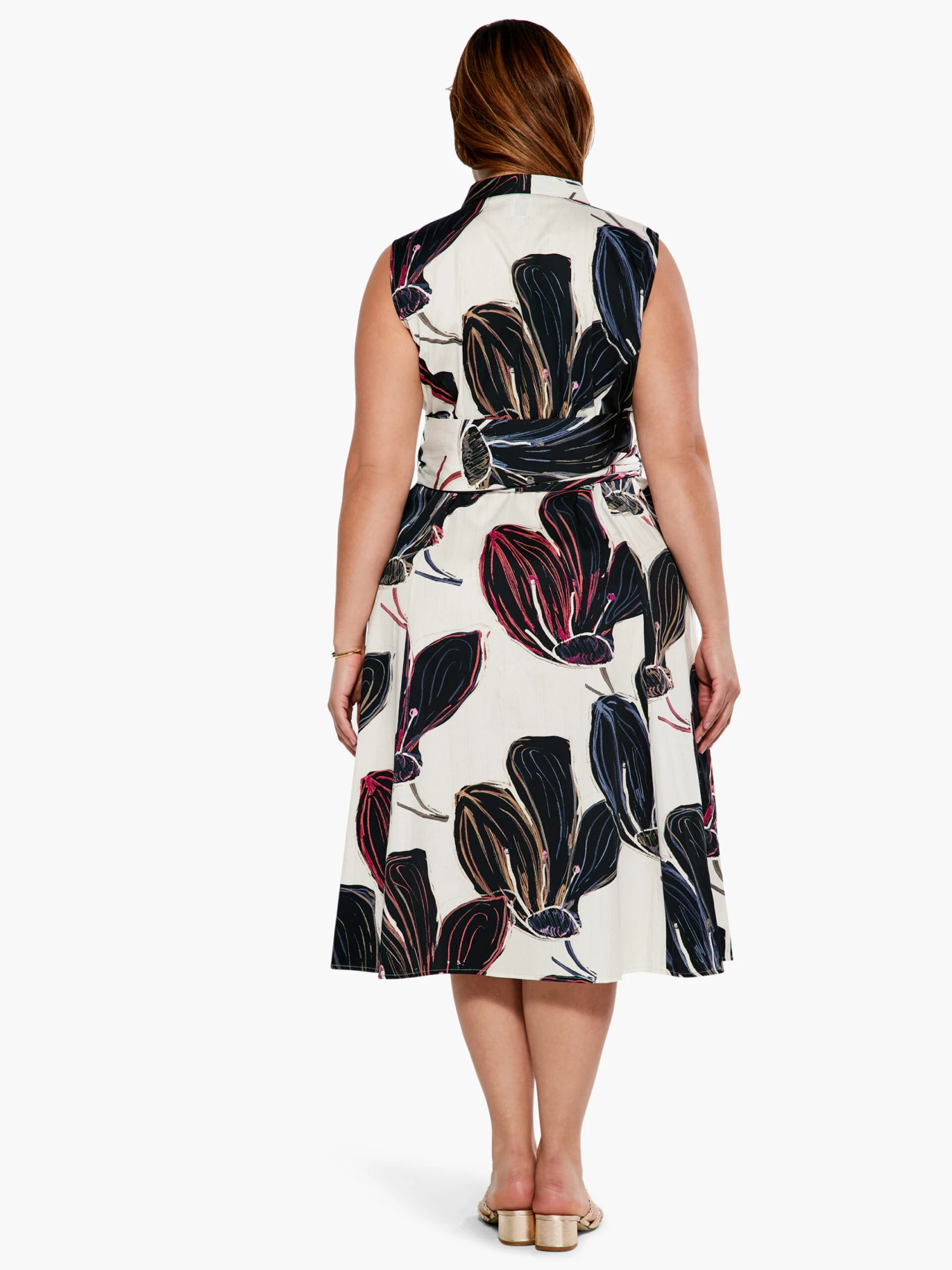 Stamped Flowers Shirt Dress BLACK MULTI Stamped Flowers Shirt Dress BLACK MULTI -Nic+Zoe S231917WBLMPRODUCT 03 scaled