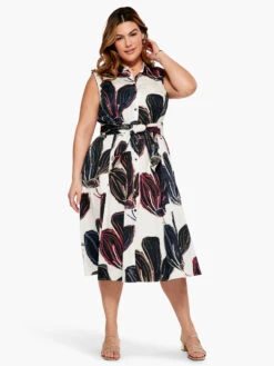 Stamped Flowers Shirt Dress BLACK MULTI 5 Stamped Flowers Shirt Dress BLACK MULTI -Nic+Zoe S231917WBLMPRODUCT 04