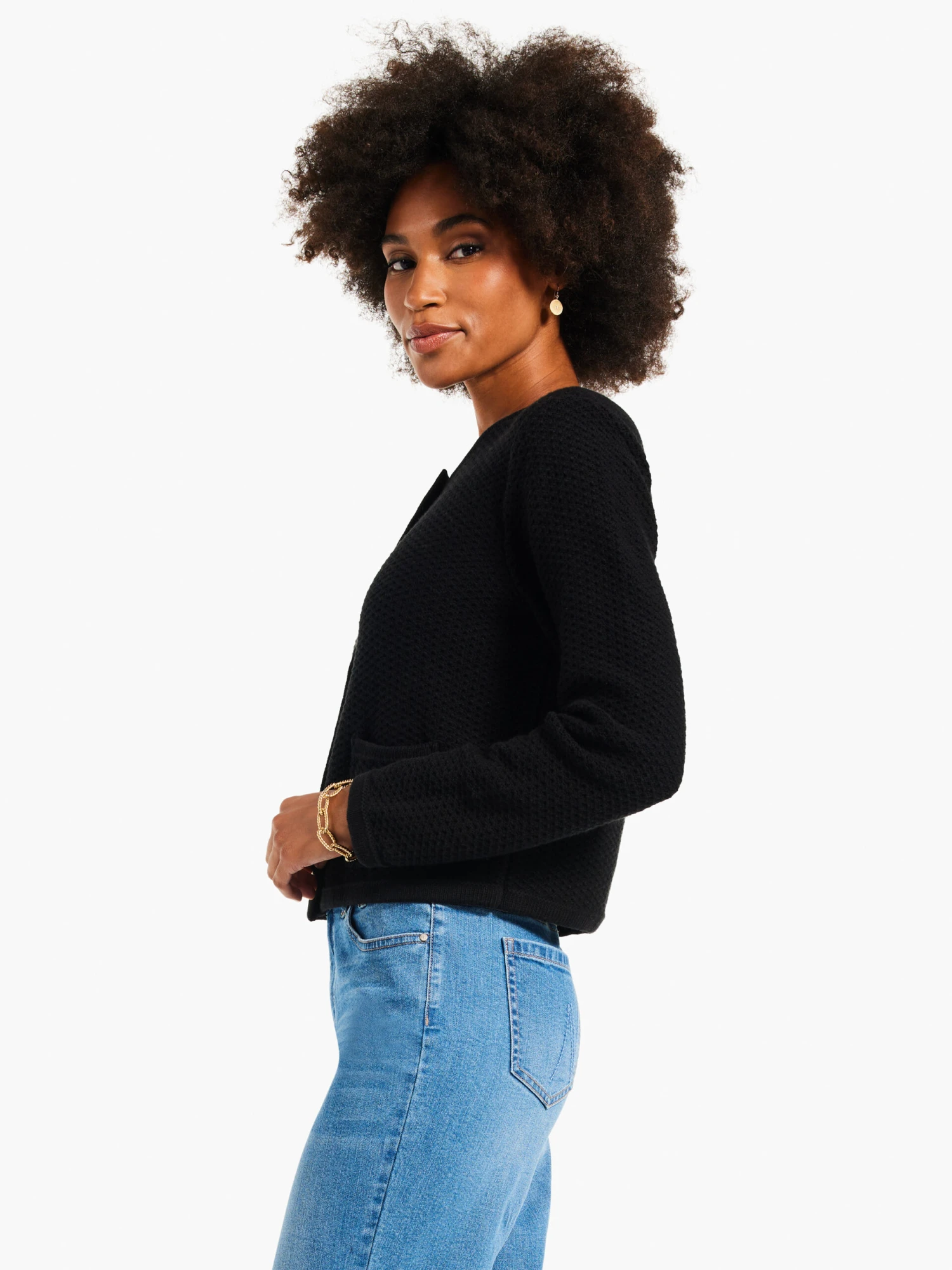 Gilded Texture Sweater Jacket BLACK ONYX Gilded Texture Sweater Jacket BLACK ONYX -Nic+Zoe W231119BLXPRODUCT 02 scaled