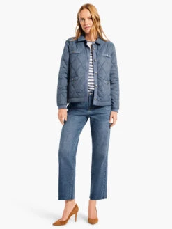 Knit Trim Puffer Jacket BLUE WAVES -Nic+Zoe W231171BLVPRODUCT 04