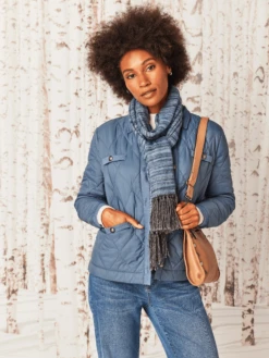 Knit Trim Puffer Jacket BLUE WAVES -Nic+Zoe W231171BWVPRODUCT 04A