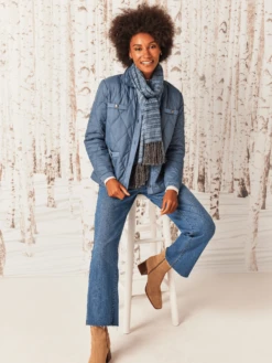 Knit Trim Puffer Jacket BLUE WAVES -Nic+Zoe W231171BWVPRODUCT 05A