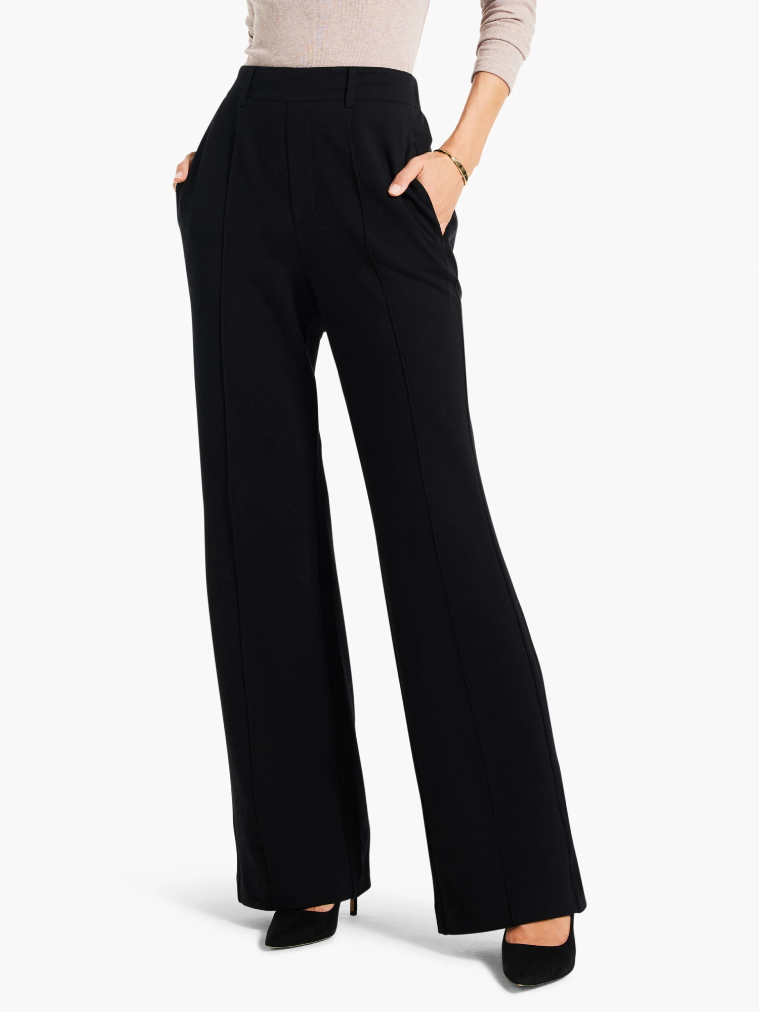 31" Knit Wide Leg Pleated Pant BLACK ONYX 31" Knit Wide Leg Pleated Pant BLACK ONYX -Nic+Zoe W231354BLXPRODUCT 01 scaled