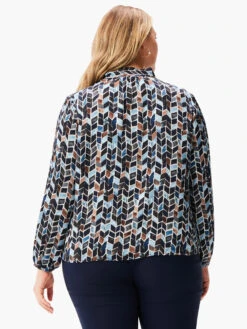 Herringbone Blues Top BLUE MULTI -Nic+Zoe W231623WBLTPRODUCT 03